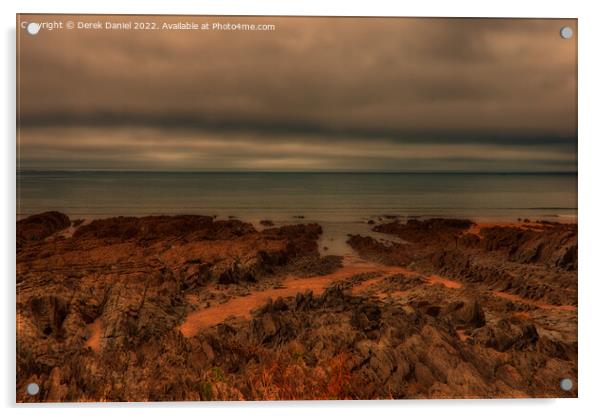 Woolacombe Rocks, Sand and Sea Acrylic by Derek Daniel