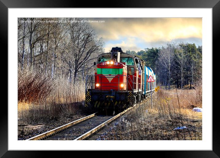 Two VR Group Diesel Locomotives Freight Train Framed Mounted Print by Taina Sohlman