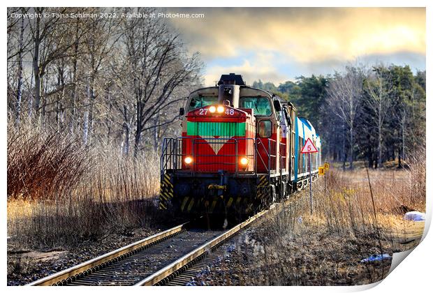 Two VR Group Diesel Locomotives Freight Train Print by Taina Sohlman