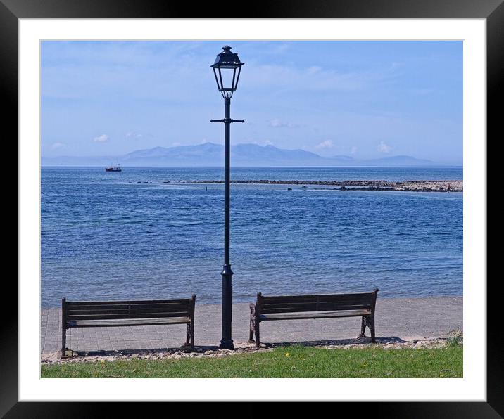 River Irvine meets the sea and Arran Framed Mounted Print by Allan Durward Photography