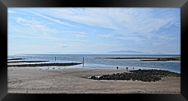 Irvine shorefront and Isle of Arran Framed Print by Allan Durward Photography