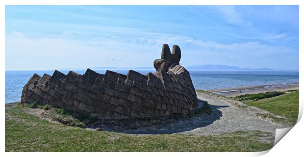 Irvine stone dragon looking out to Arran Print by Allan Durward Photography