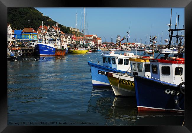 The Harbour Scarborough Framed Print by JEAN FITZHUGH