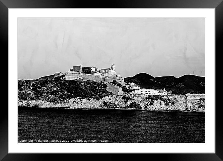 DIGITAL INK  on  view from the sea of old Ibiza Framed Mounted Print by daniele mattioda