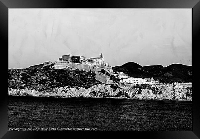 DIGITAL INK  on  view from the sea of old Ibiza Framed Print by daniele mattioda