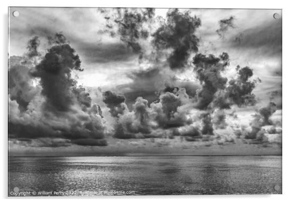 Black White Rain Storm Cloudscape Water Moorea Tahiti Acrylic by William Perry