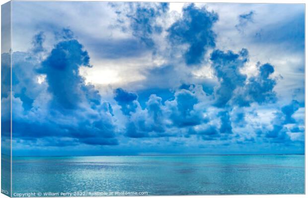 Rain Storm Cloudscape Blue Water Moorea Tahiti Canvas Print by William Perry