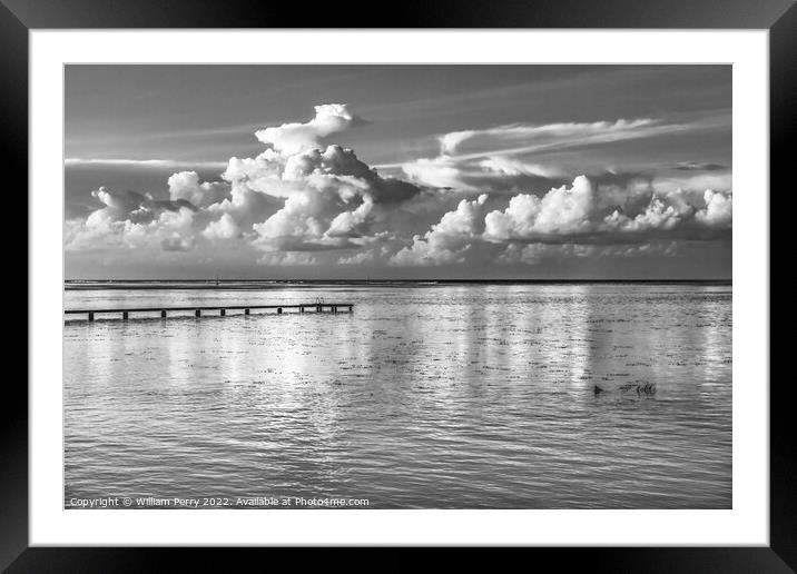 Black White Rain Storm Cloudscape Reflection Water Moorea Tahiti Framed Mounted Print by William Perry