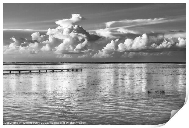 Black White Rain Storm Cloudscape Reflection Water Moorea Tahiti Print by William Perry