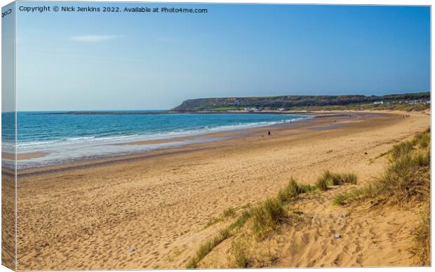 Port Eynon Beach looking West  on Gower Canvas Print by Nick Jenkins