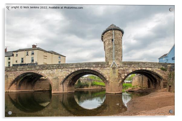The Monnow Bridge Monmouth  Acrylic by Nick Jenkins