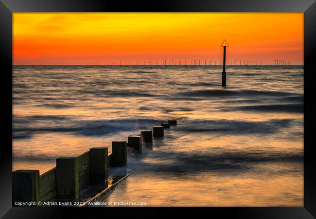 Rhyl Ocean Sunset Wales Framed Print by Adrian Evans