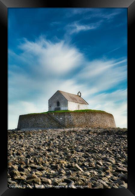Church in the sea Aberffraw Framed Print by Kevin Smith