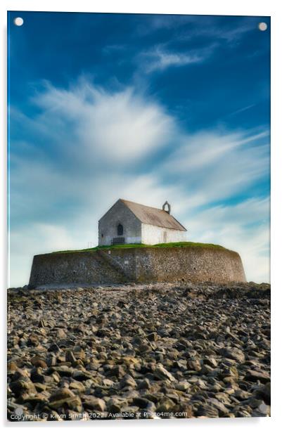 Church in the sea Aberffraw Acrylic by Kevin Smith
