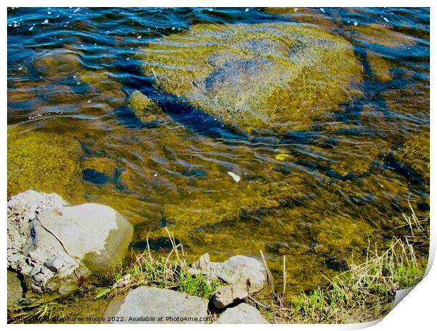Rocks in the river Print by Stephanie Moore