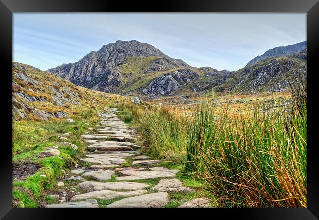 Pathway To Tryfan Framed Print by austin APPLEBY