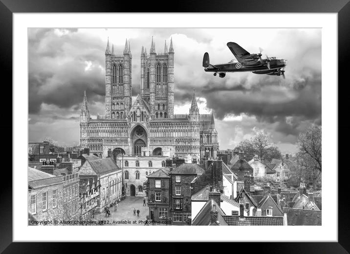 Lincoln Cathedral Lancaster Bomber Framed Mounted Print by Alison Chambers