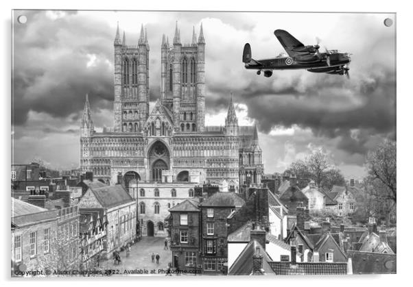 Lincoln Cathedral Lancaster Bomber Acrylic by Alison Chambers