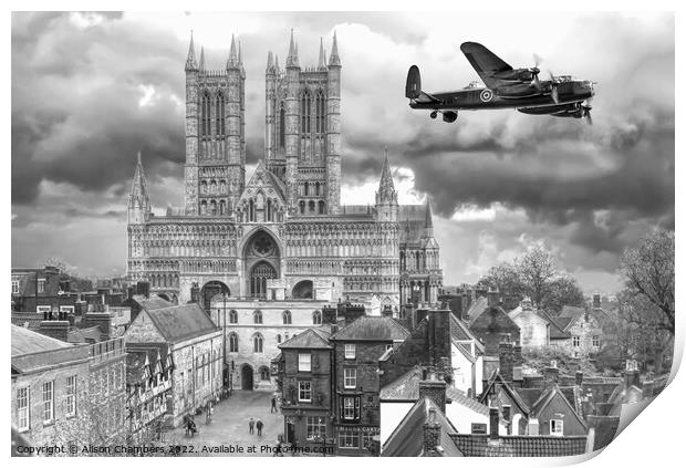 Lincoln Cathedral Lancaster Bomber Print by Alison Chambers