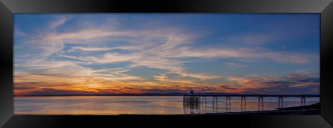 Clevedon Pier at sunset on a calm evening Framed Print by Rory Hailes