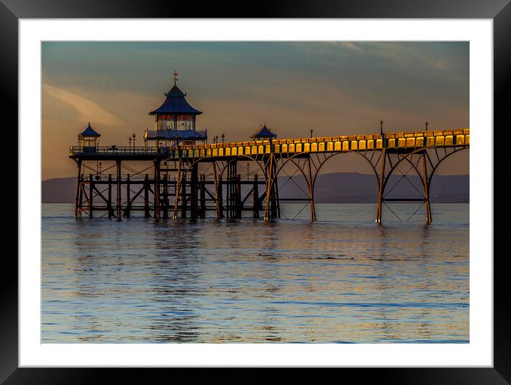 Clevedon Pier with the side panels catching some sunlight Framed Mounted Print by Rory Hailes