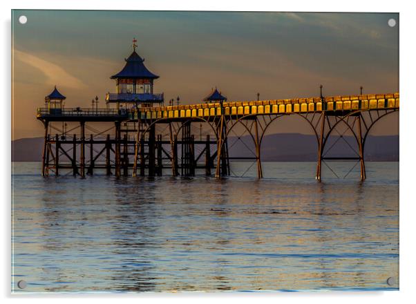 Clevedon Pier with the side panels catching some sunlight Acrylic by Rory Hailes
