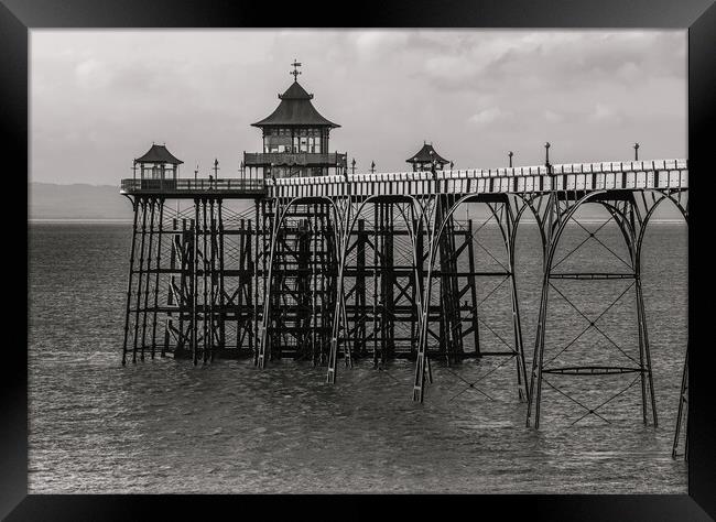 Black and white image of Clevedon Pier Framed Print by Rory Hailes