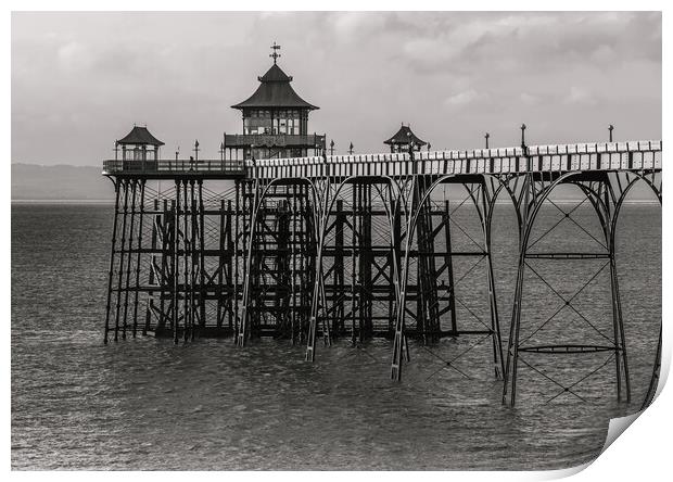 Black and white image of Clevedon Pier Print by Rory Hailes