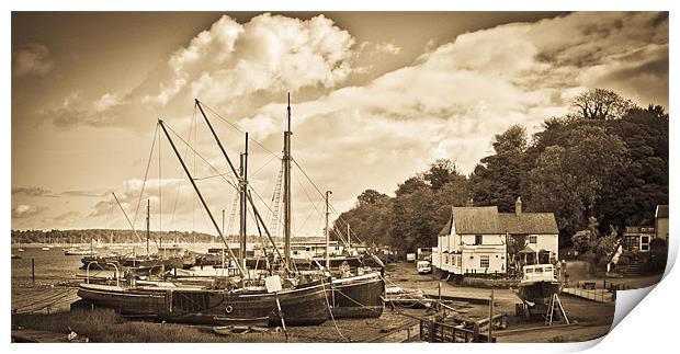 View of Pin Mill from King's Yard Print by Gary Eason
