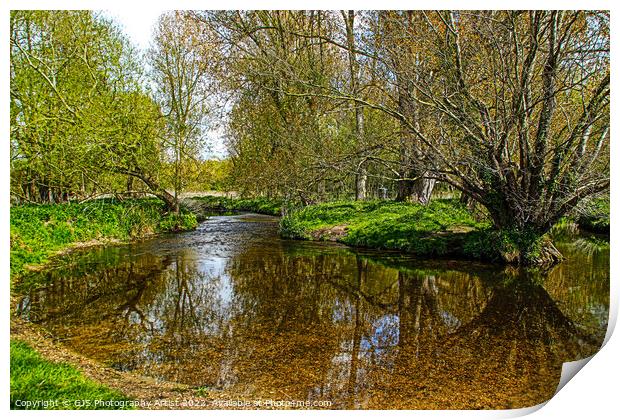 Tree Shaddows in the River Print by GJS Photography Artist