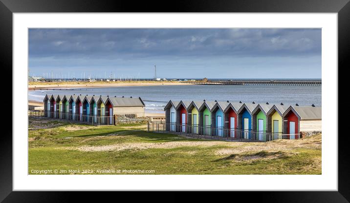 Blyth Beach Huts, Northumberland Framed Mounted Print by Jim Monk