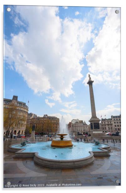 Trafalgar Square showing Nelson's Column and fountains, in Charing Cross, London Acrylic by Rose Sicily