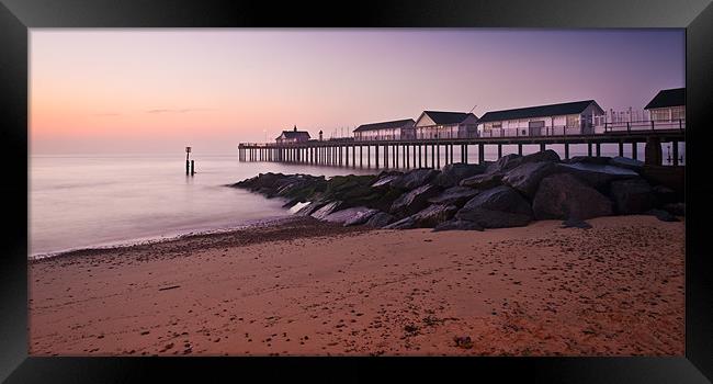 Pre dawn at Southwold Pier Framed Print by Stephen Mole