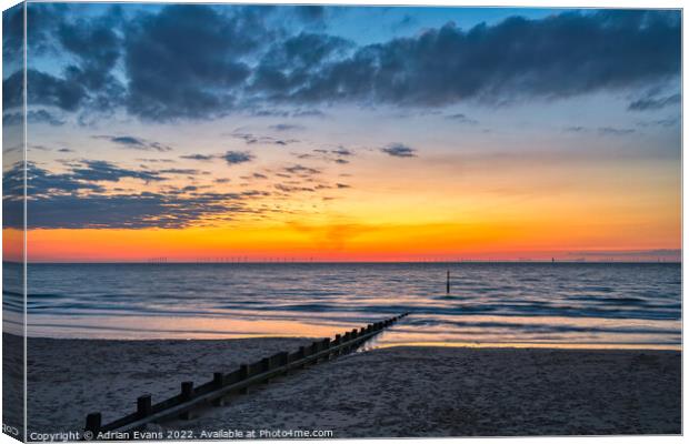 Rhyl Sunset Wales Canvas Print by Adrian Evans