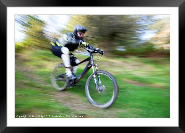 Downhill mountain biking Framed Mounted Print by Rose Sicily