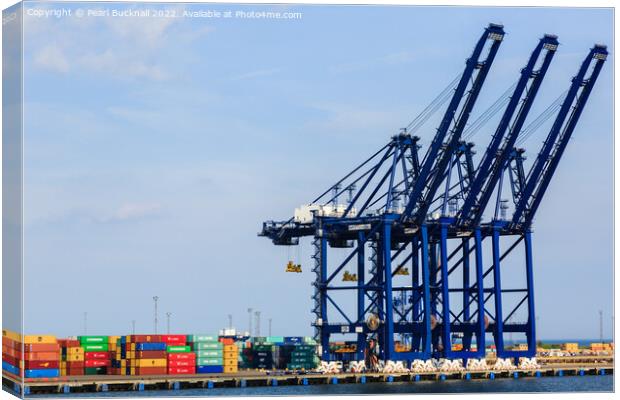 Port of Felixstowe Cranes and Containers Canvas Print by Pearl Bucknall
