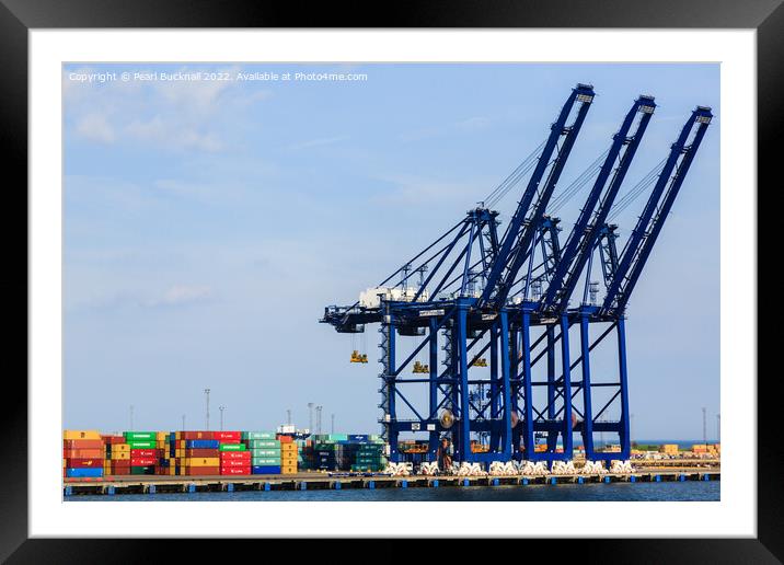 Port of Felixstowe Cranes and Containers Framed Mounted Print by Pearl Bucknall