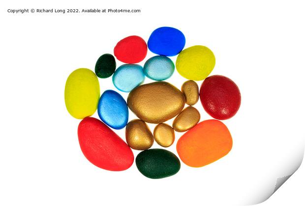  multi coloured stones Print by Richard Long