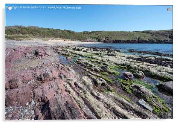 Differenent coloured rocks on Manorbier Beach Pembrokeshire Acrylic by Kevin White