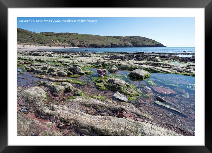Rock pools at Manorbier Beach South Wales Framed Mounted Print by Kevin White