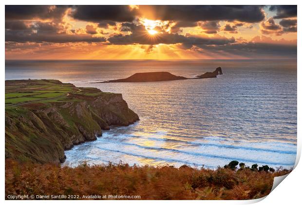 Worms Head, Rhossili Bay, Gower Print by Dan Santillo