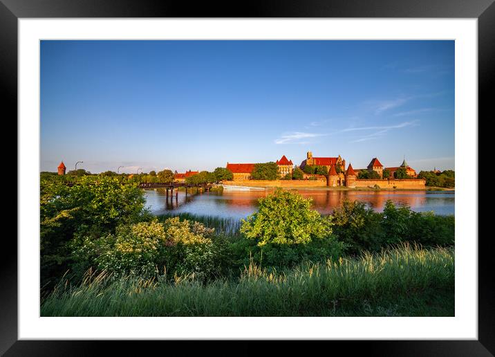 Malbork Castle River View At Sunset In Poland Framed Mounted Print by Artur Bogacki