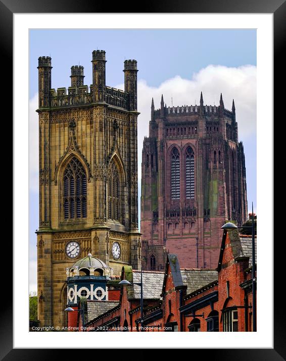 Liverpool Cathedral and the Bombed Out Church Framed Mounted Print by Andrew Davies
