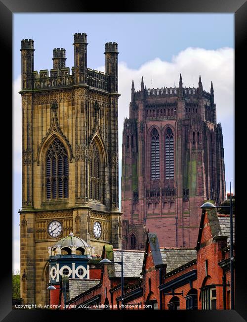 Liverpool Cathedral and the Bombed Out Church Framed Print by Andrew Davies