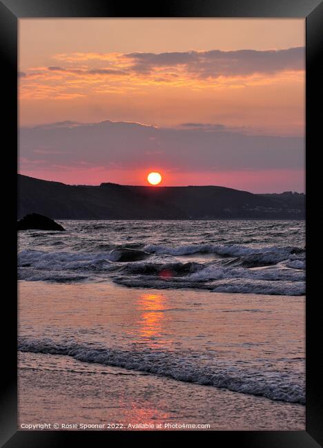Sunrise on Looe Beach Cornwall Framed Print by Rosie Spooner