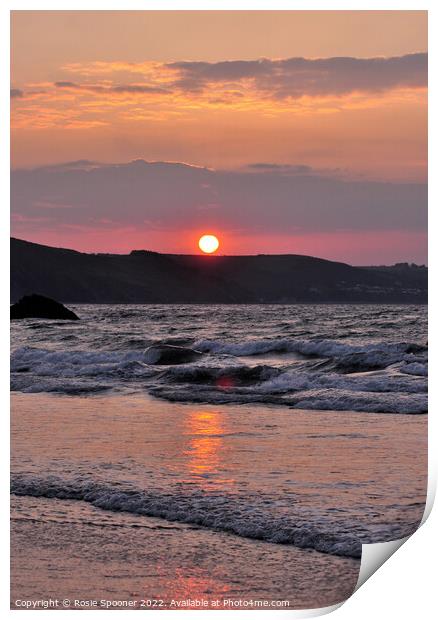 Sunrise on Looe Beach Cornwall Print by Rosie Spooner