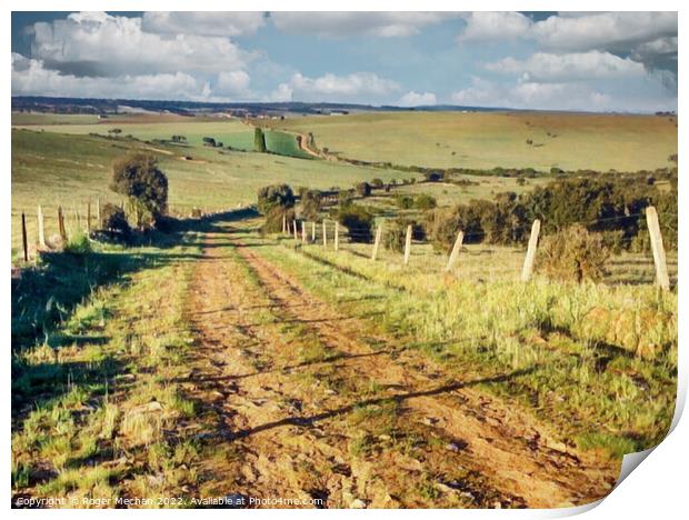 Winding Farm Track in Extemadura Print by Roger Mechan