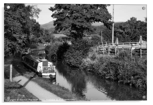 The Brecon and Monmouthshire Canal, Llangynidr, Monochrome Acrylic by Gordon Maclaren
