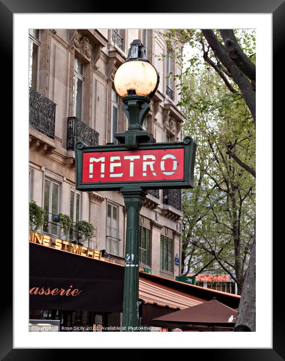 Metro station sign Paris France Framed Mounted Print by Rose Sicily