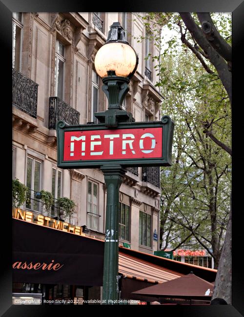 Metro station sign Paris France Framed Print by Rose Sicily